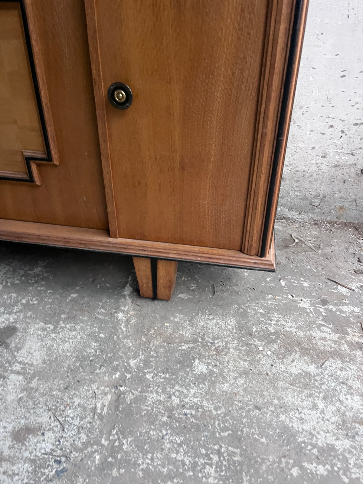Art Deco Oak Sideboard with Geometric Doors, 1940s
