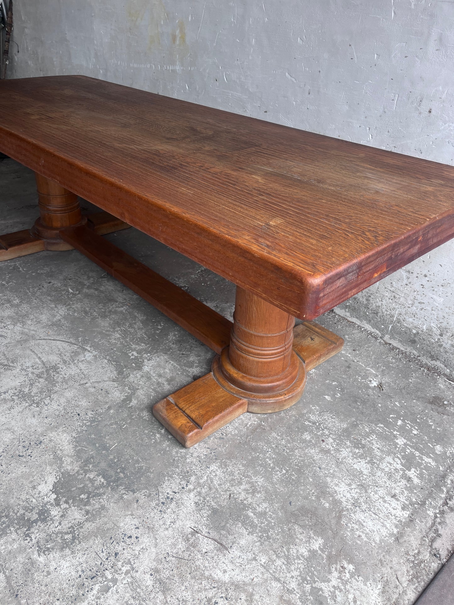 French Art Deco Oak Refectory Table, France, circa 1930