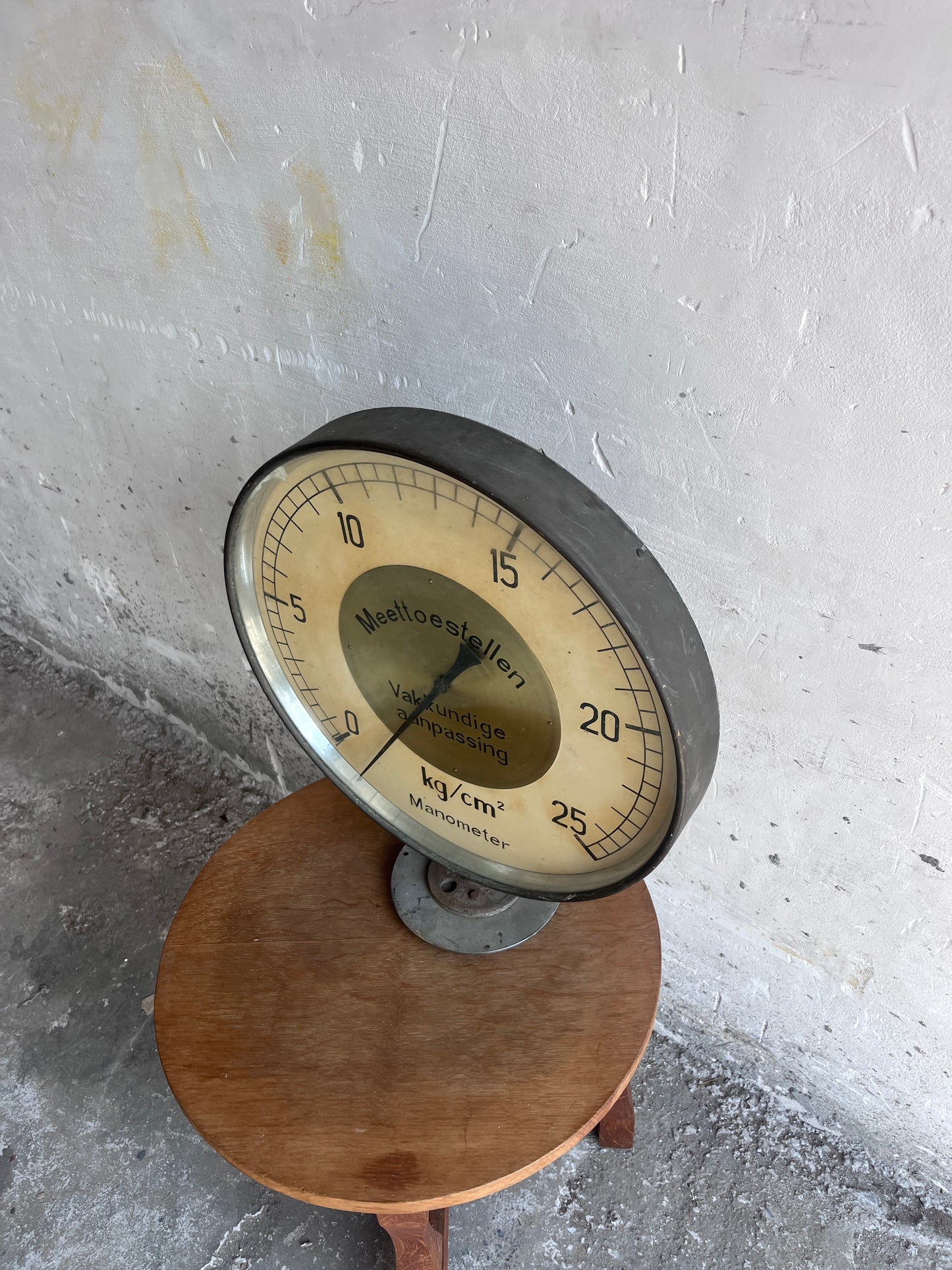 Large Industrial Pressure Gauge, Mid-Century