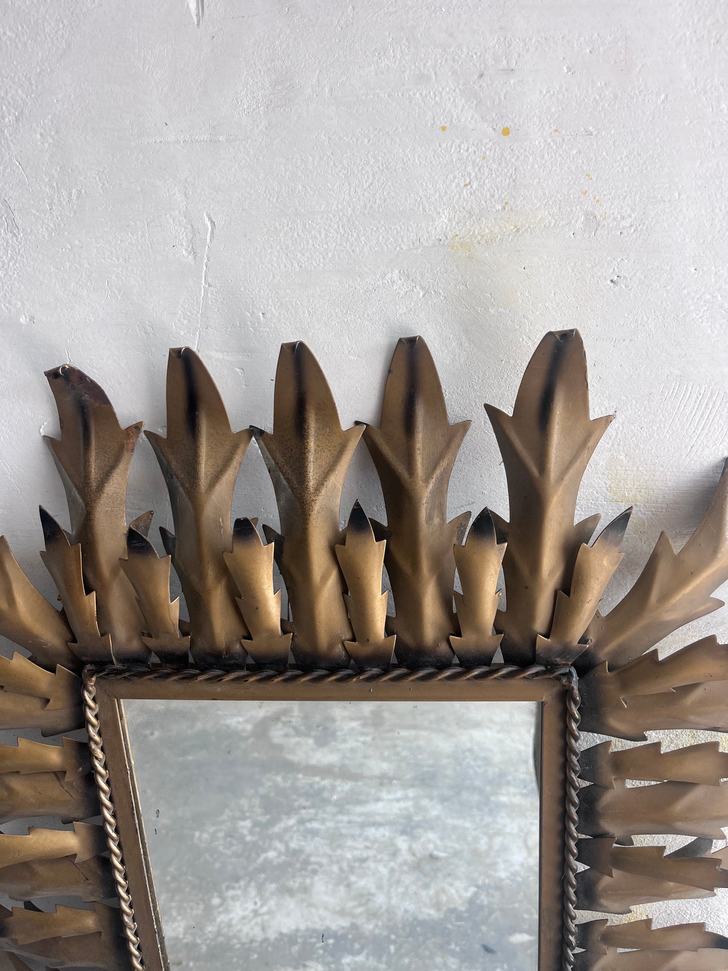 Brutalist Wrought Iron Sunburst Mirror, 1960s