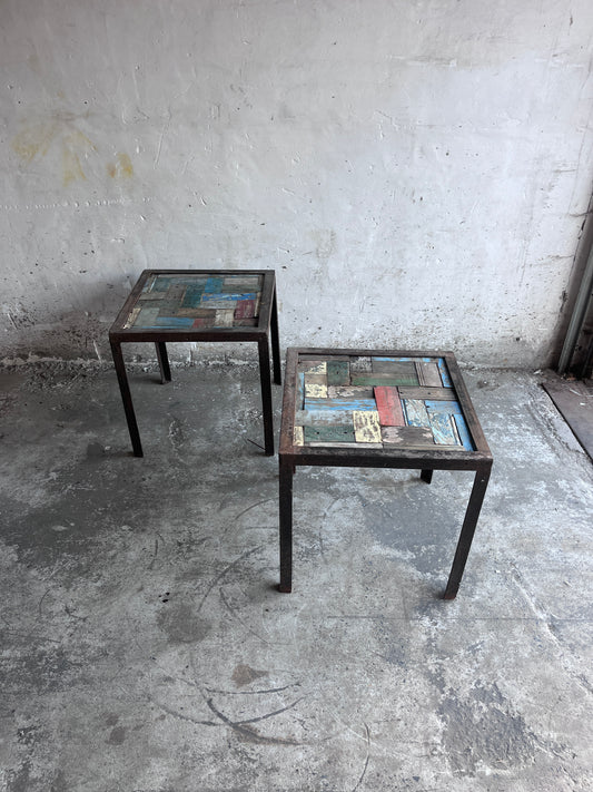 Reclaimed Wood & Iron Side Tables