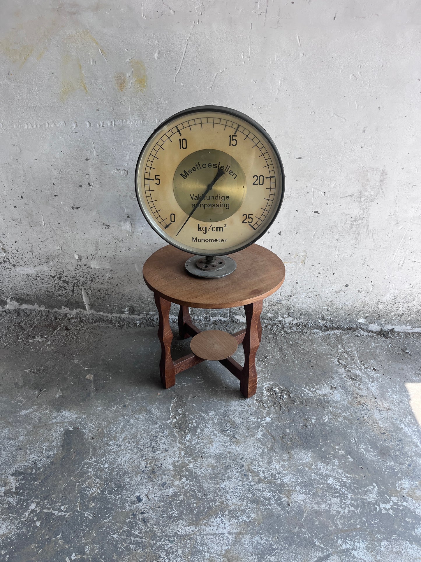 Large Industrial Pressure Gauge, Mid-Century