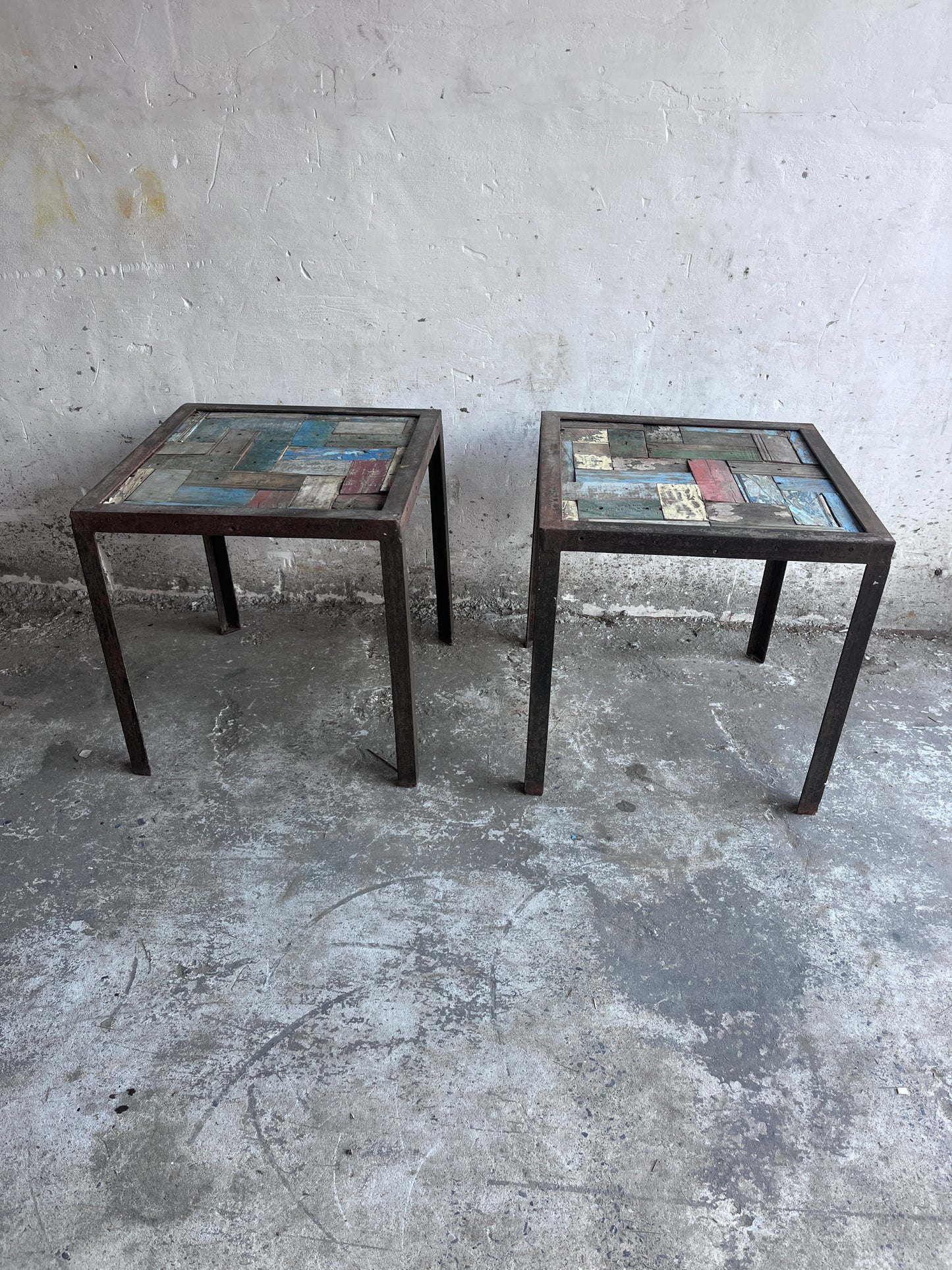 Reclaimed Wood & Iron Side Tables