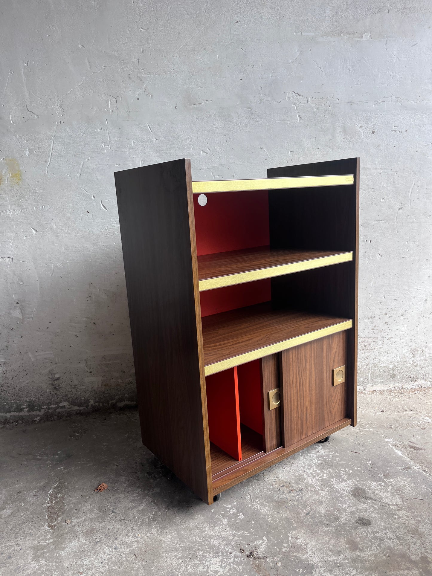 1970s Modernist Stereo Cabinet on Wheels