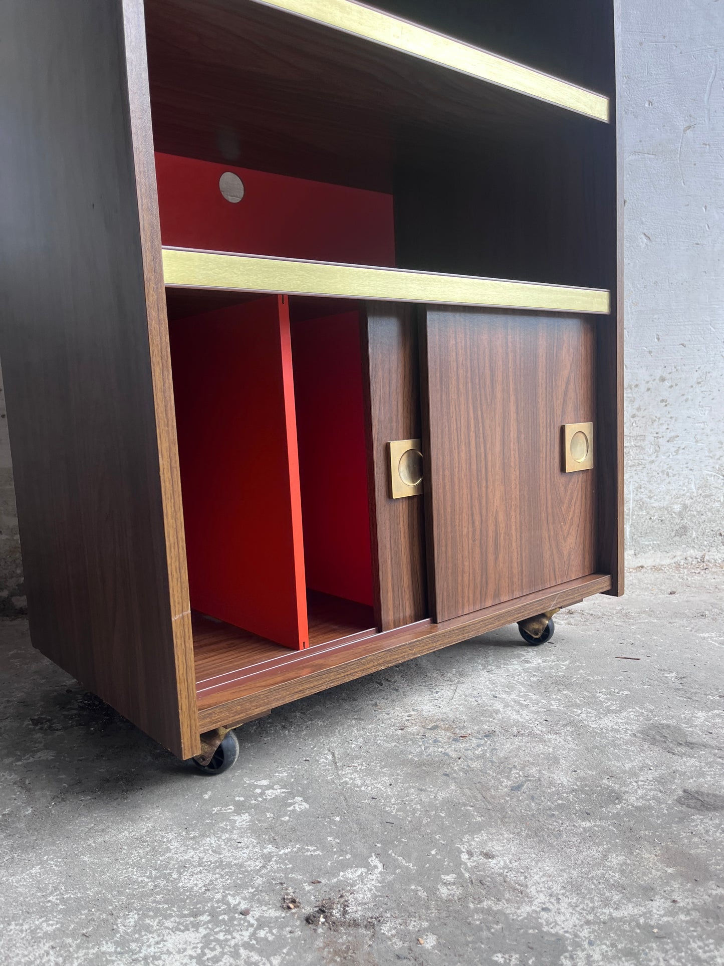 1970s Modernist Stereo Cabinet on Wheels