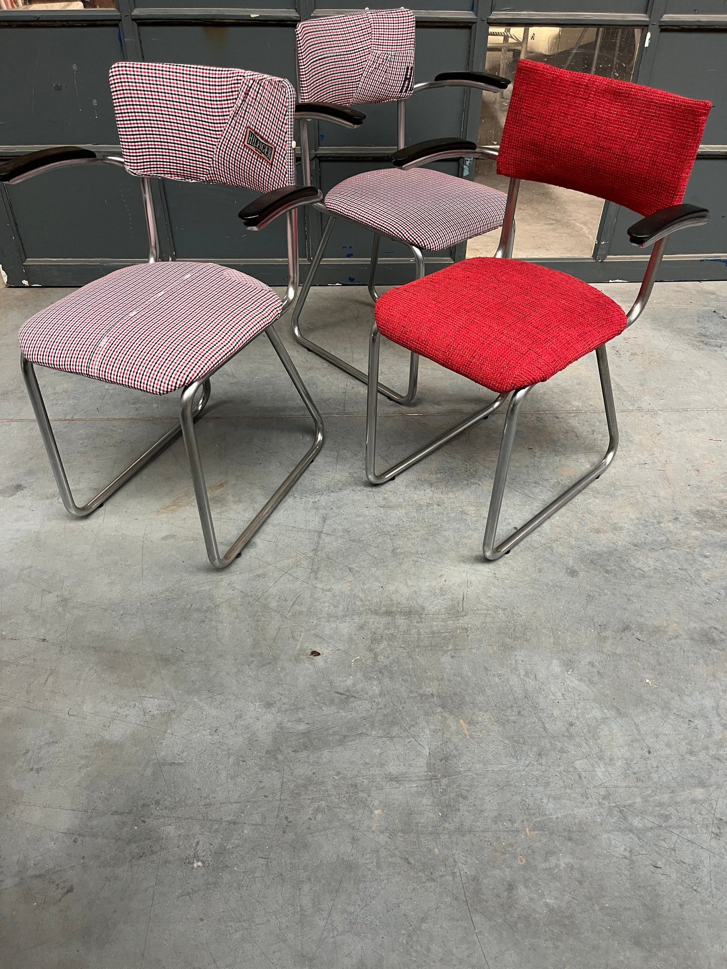 Set of 3 Reupholstered Vintage Cantilever Chairs