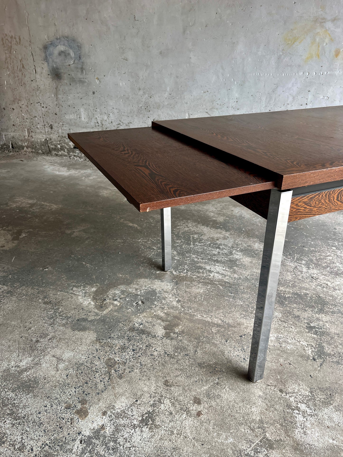 Mid-Century Belgian Dining Table with Chrome Legs