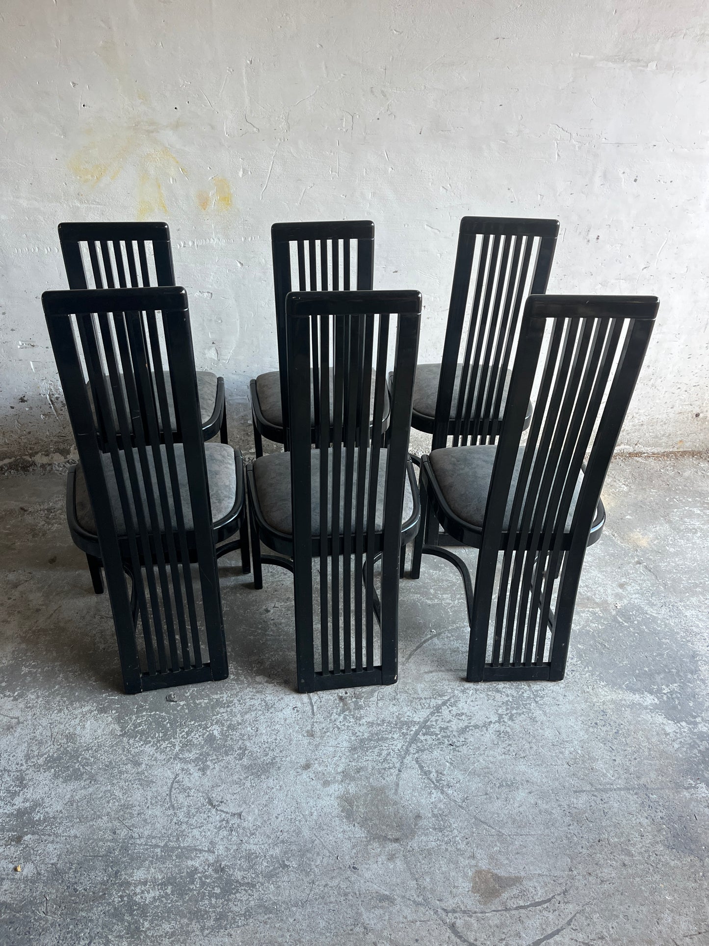 Set of 6 Black Vintage Dining Chairs