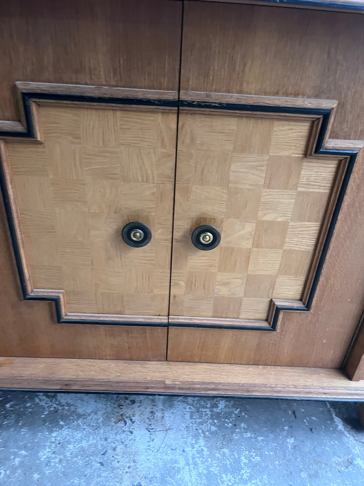 Art Deco Oak Sideboard with Geometric Doors, 1940s