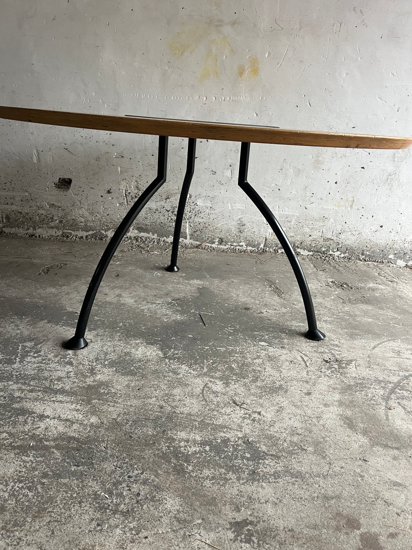 Round Dining Table with Rotating Black Center Disc