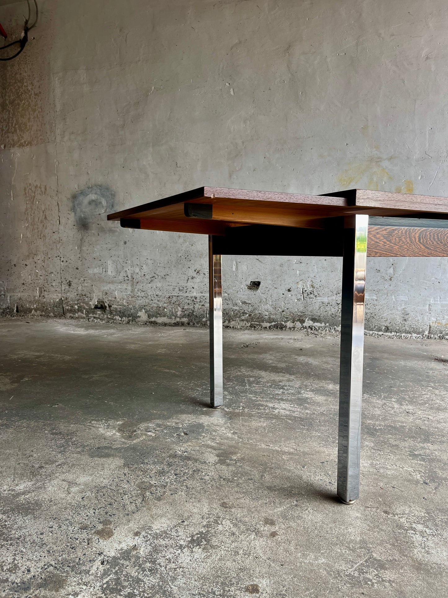 Mid-Century Belgian Dining Table with Chrome Legs