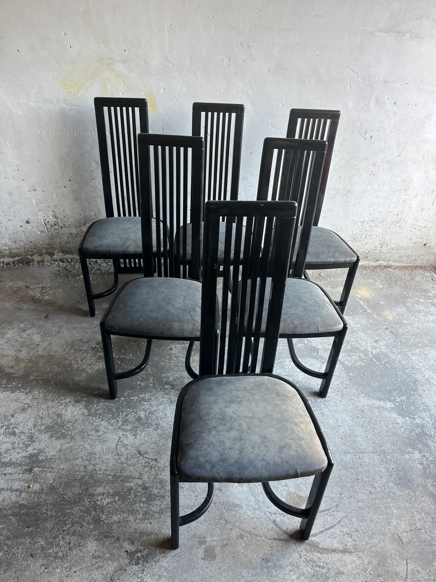 Set of 6 Black Vintage Dining Chairs
