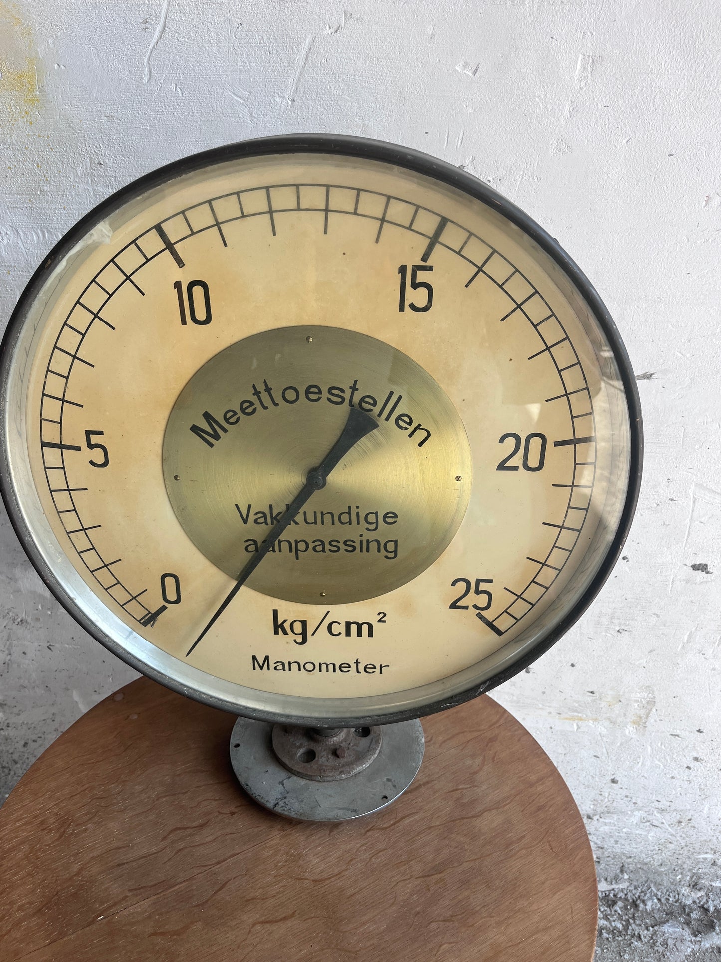 Large Industrial Pressure Gauge, Mid-Century