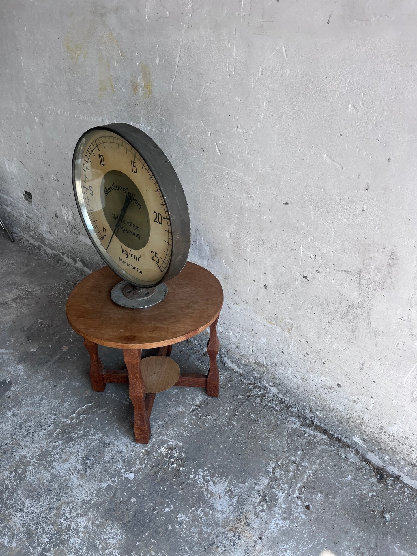 Large Industrial Pressure Gauge, Mid-Century