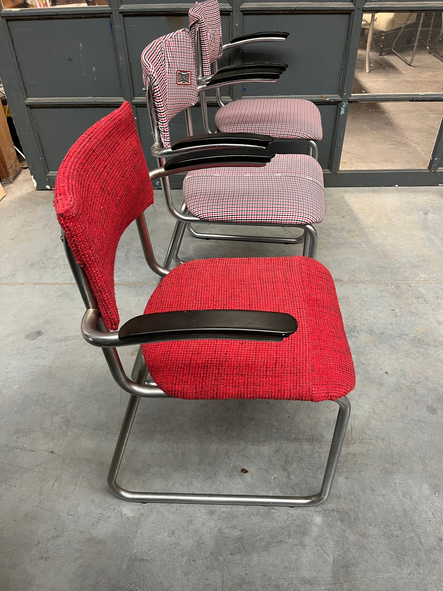 Set of 3 Reupholstered Vintage Cantilever Chairs