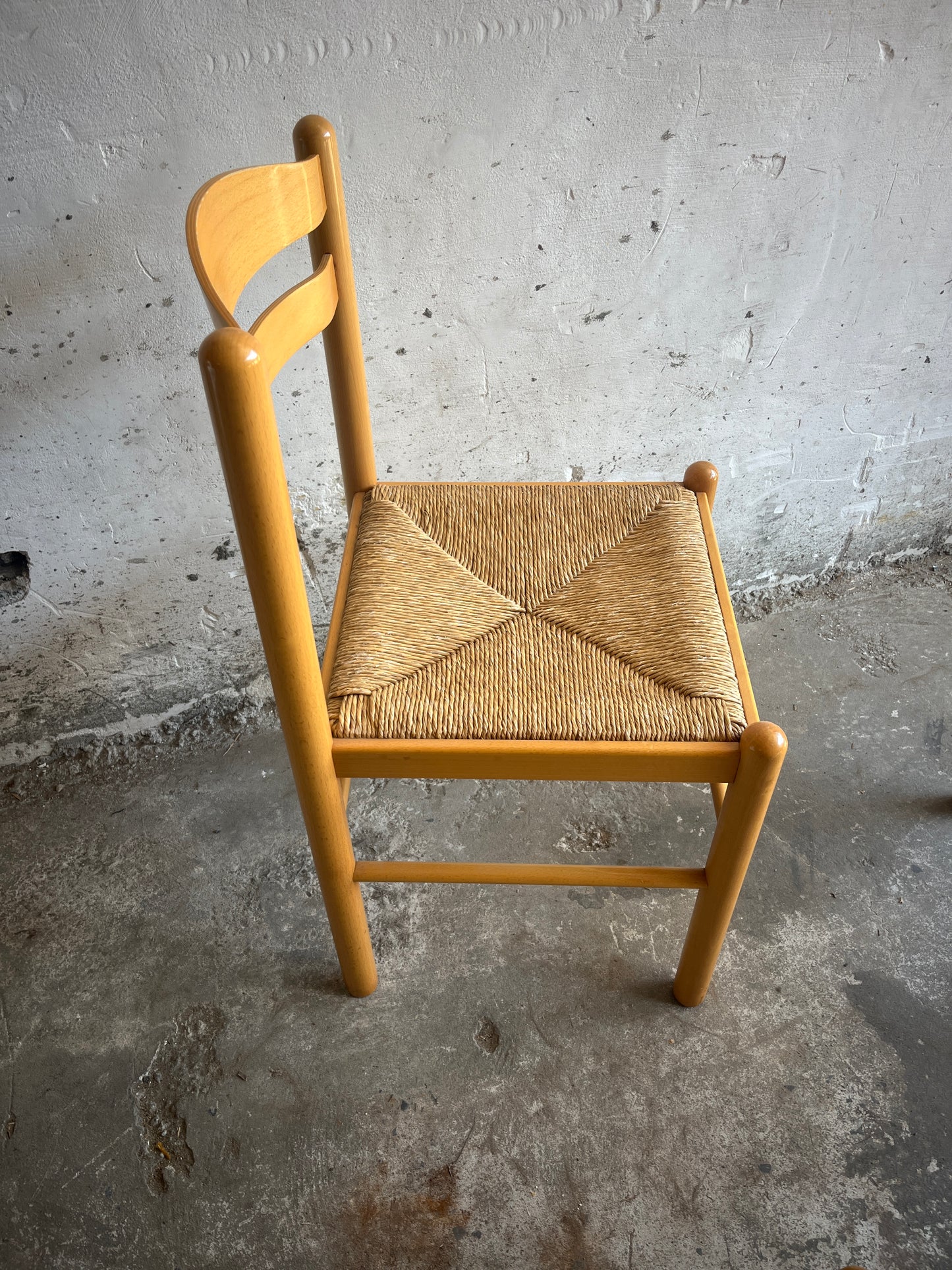 Set of 4 Italian Rush Seat Dining Chairs