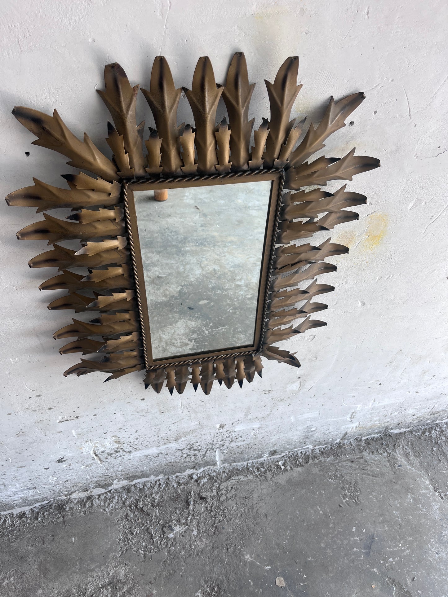 Brutalist Wrought Iron Sunburst Mirror, 1960s