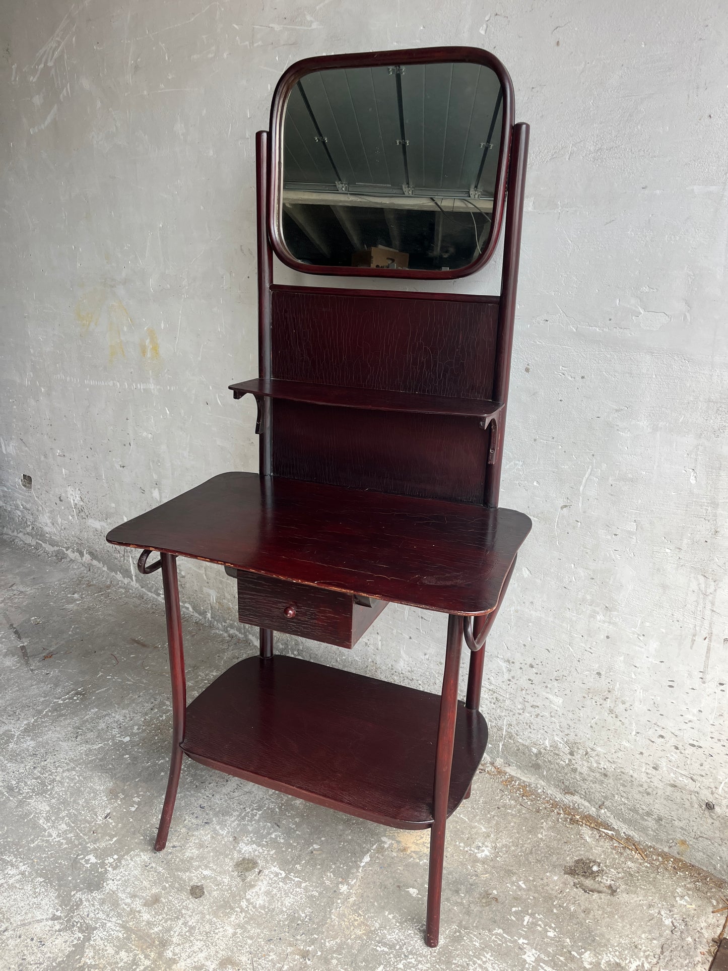 Antique Art Deco Vanity Table with Mirror, 1930s