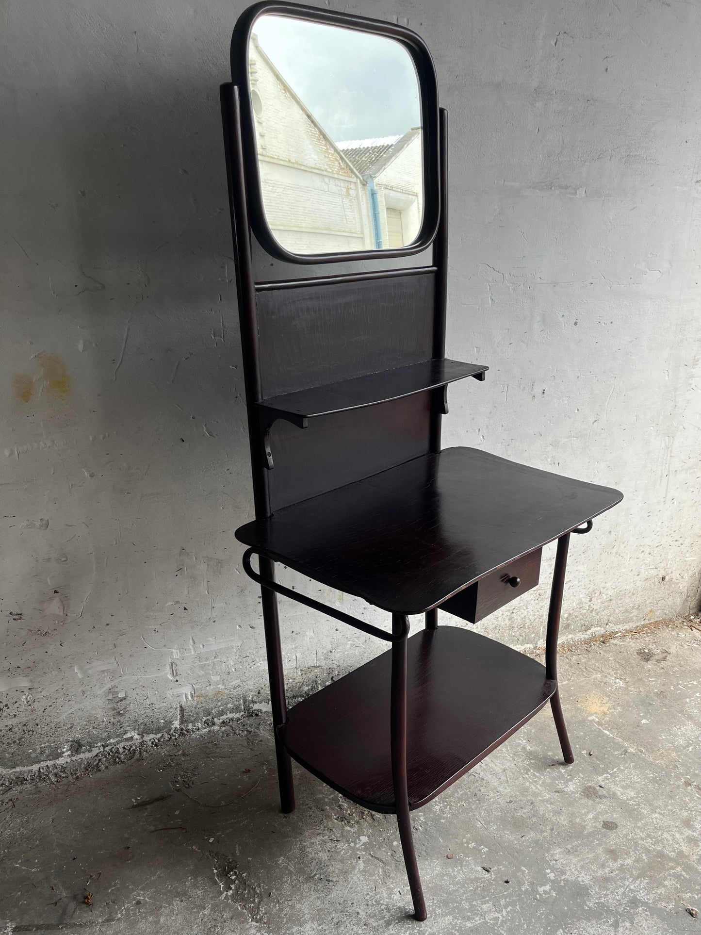 Antique Art Deco Vanity Table with Mirror, 1930s
