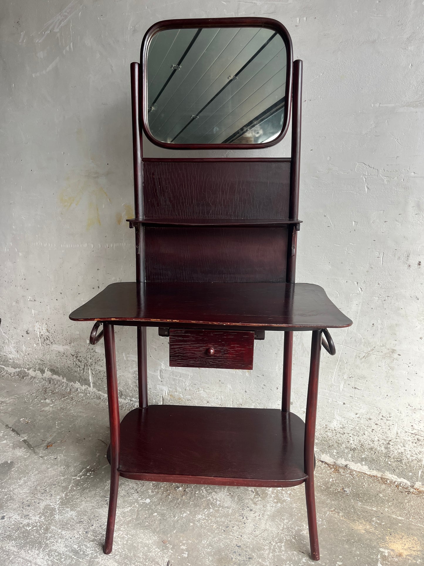 Antique Art Deco Vanity Table with Mirror, 1930s