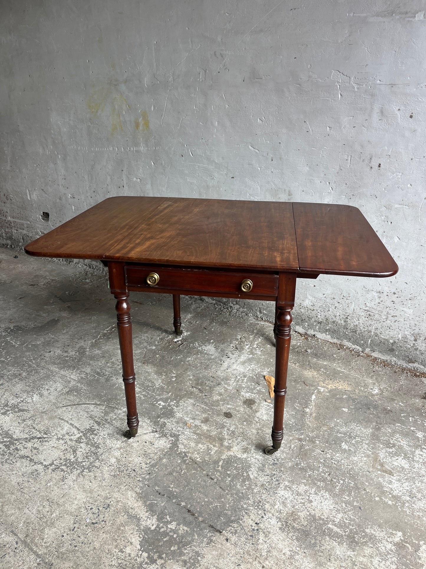 Antique Drop-Leaf Side Table on Castors
