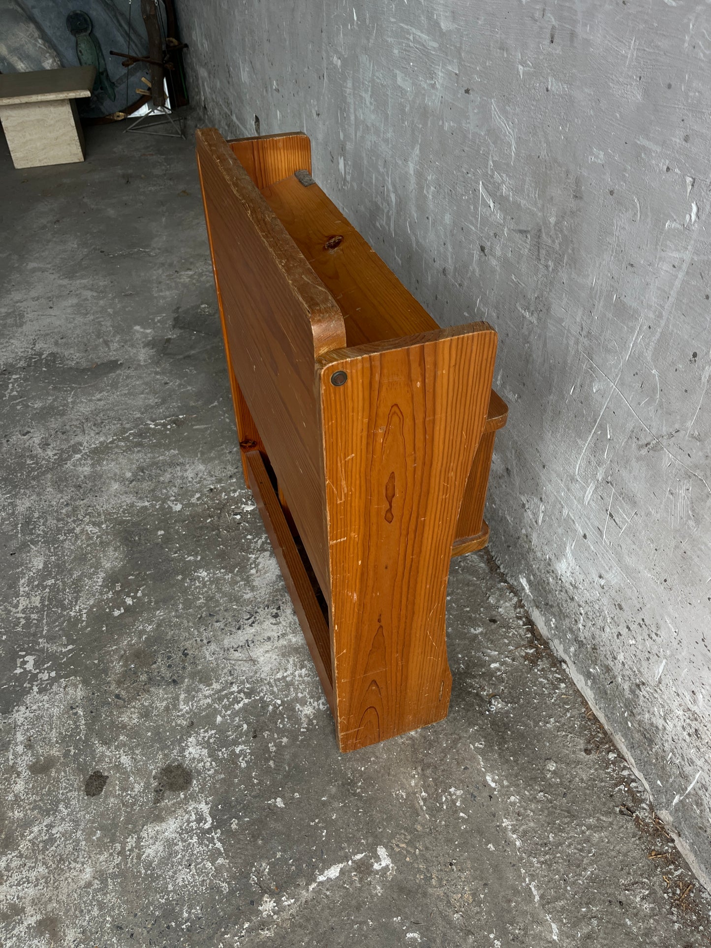 Vintage Folding Wooden School Desk with Bench – 1960s