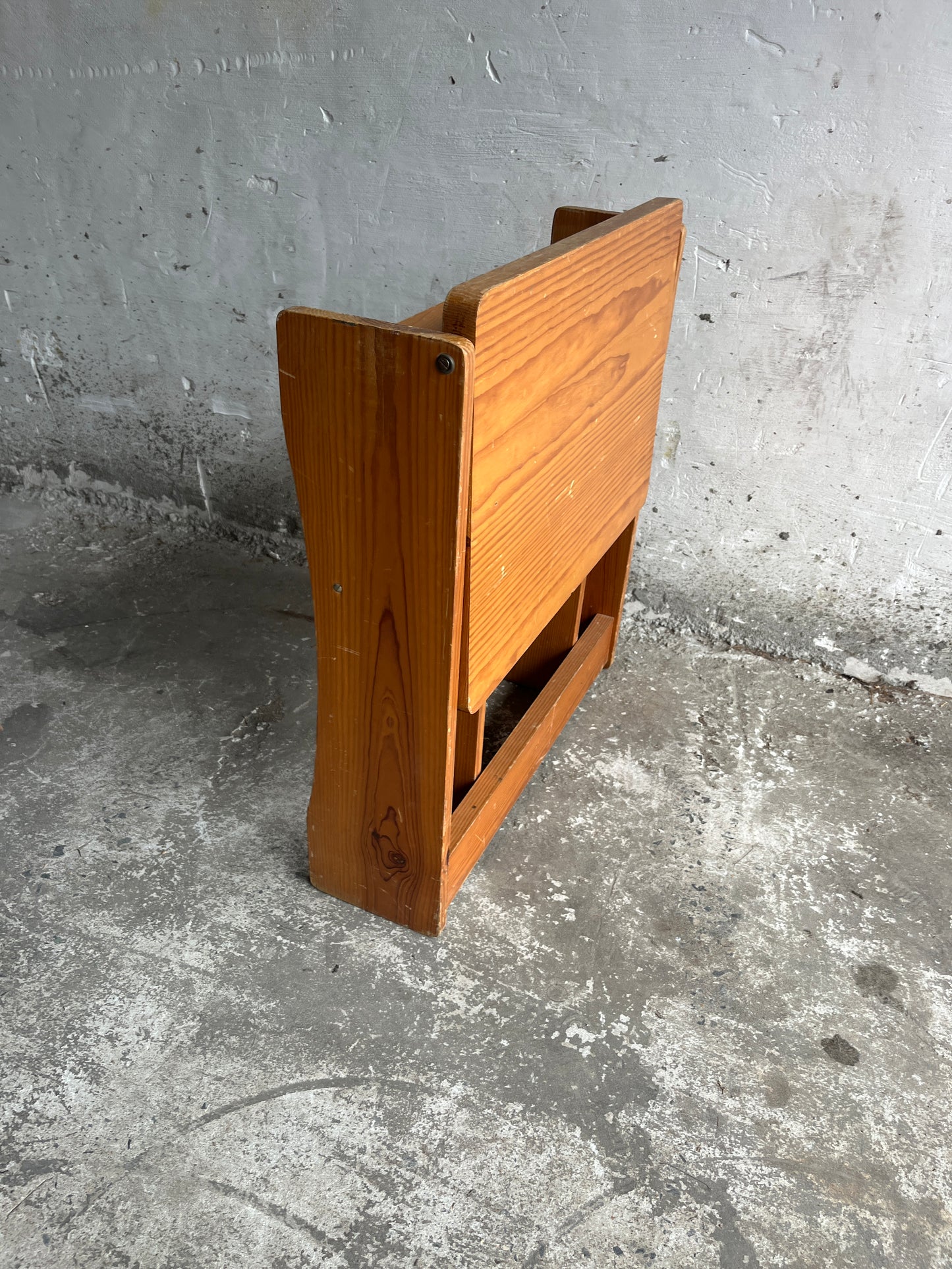 Vintage Folding Wooden School Desk with Bench – 1960s