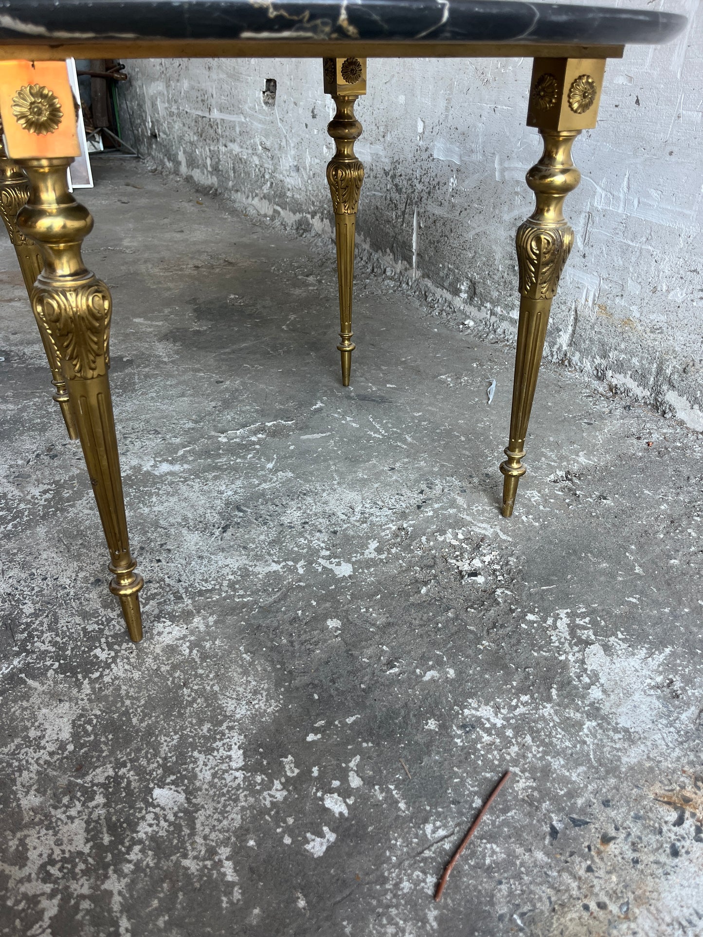 Vintage Black Marble & Brass Coffee Table