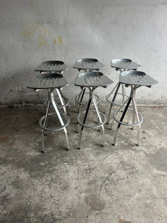 Industrial Aluminium Bar Stools – Set of 6