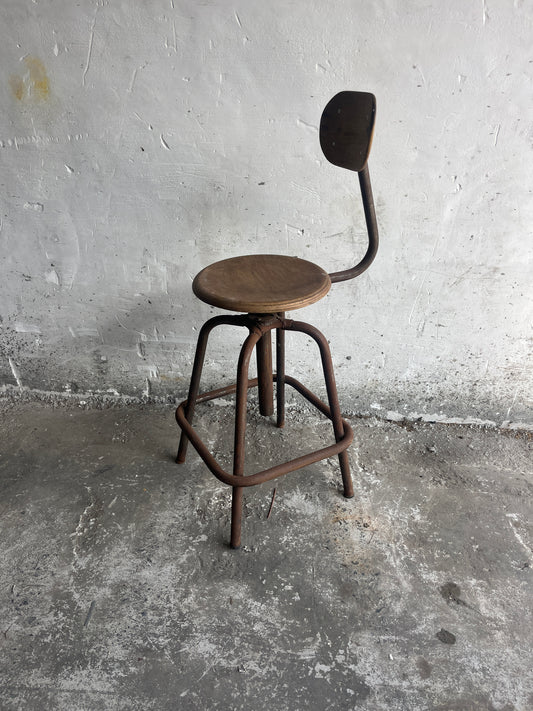 Industrial Adjustable Workshop Stool, 1930s