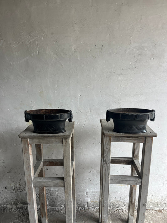 Pair Antique Cast Iron Jardinières
