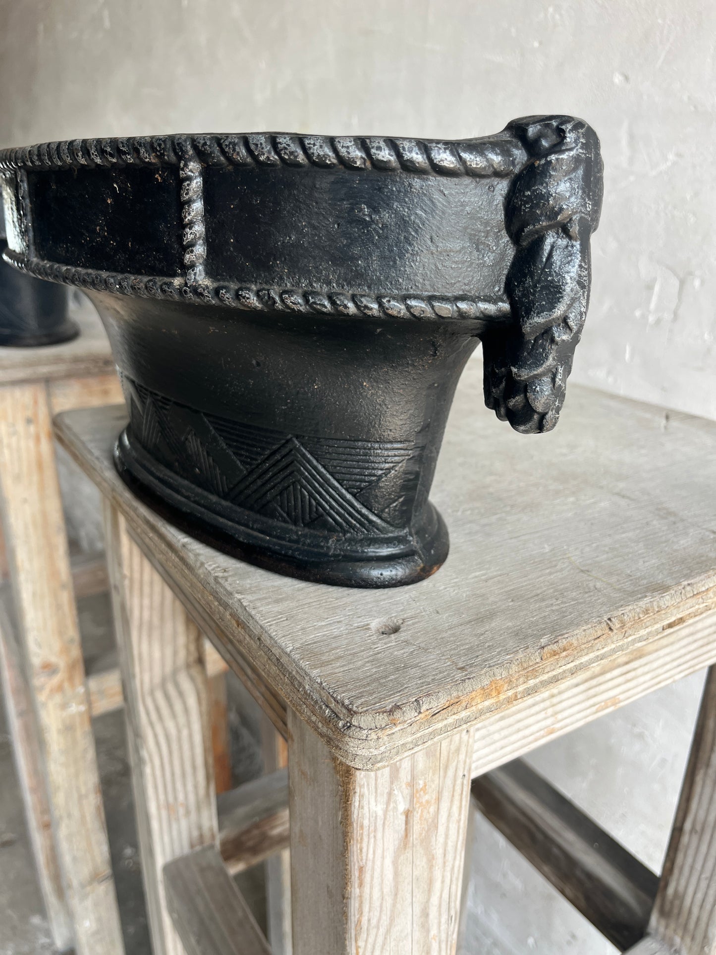 Pair Antique Cast Iron Jardinières