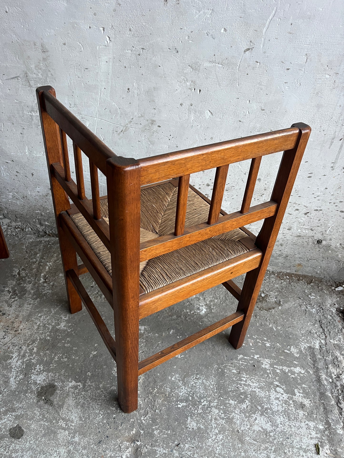 Set of 4 Brutalist Oak Armchairs, 1950s