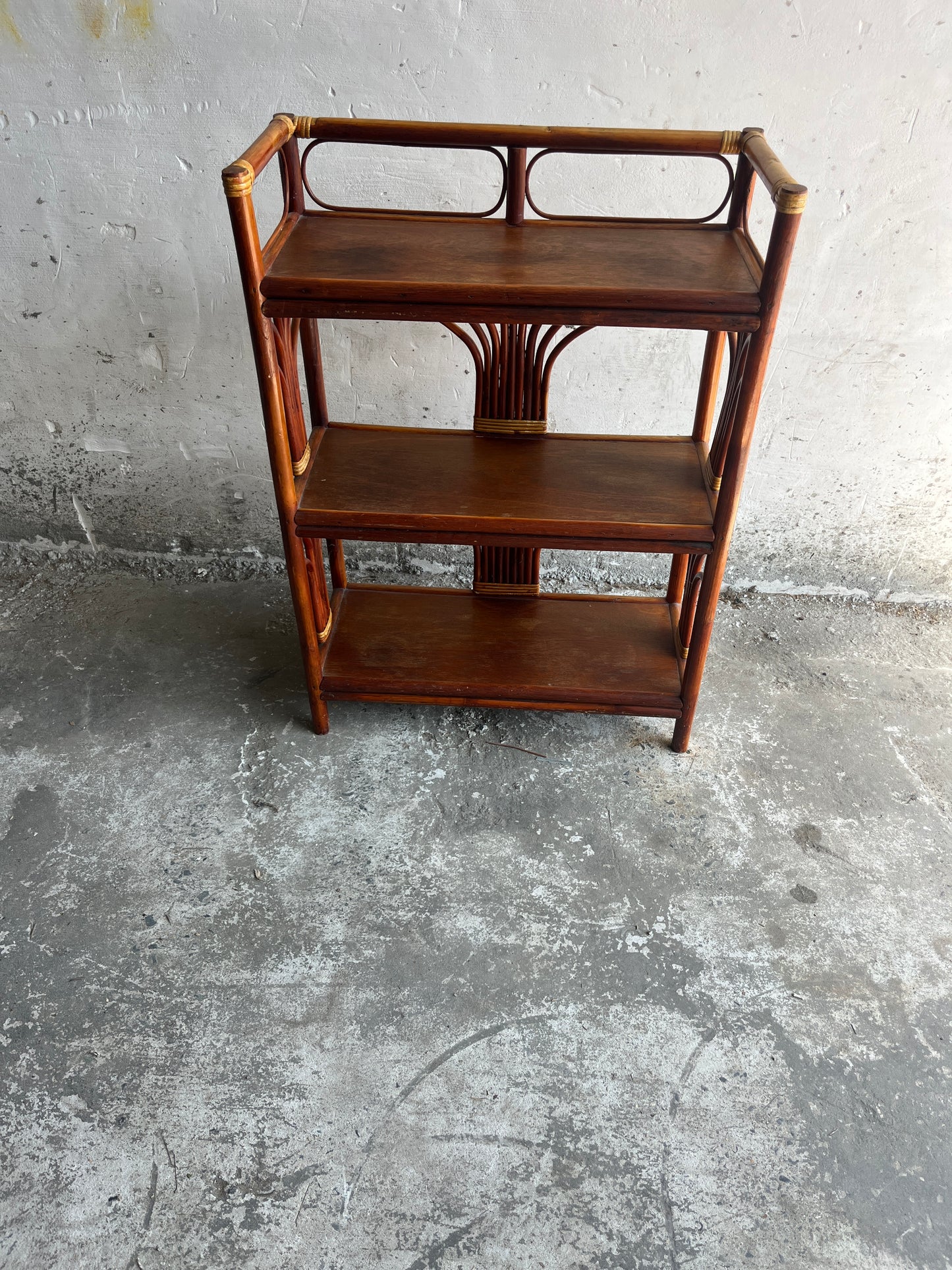 Vintage Bamboo & Rattan Shelf Unit, 1960s