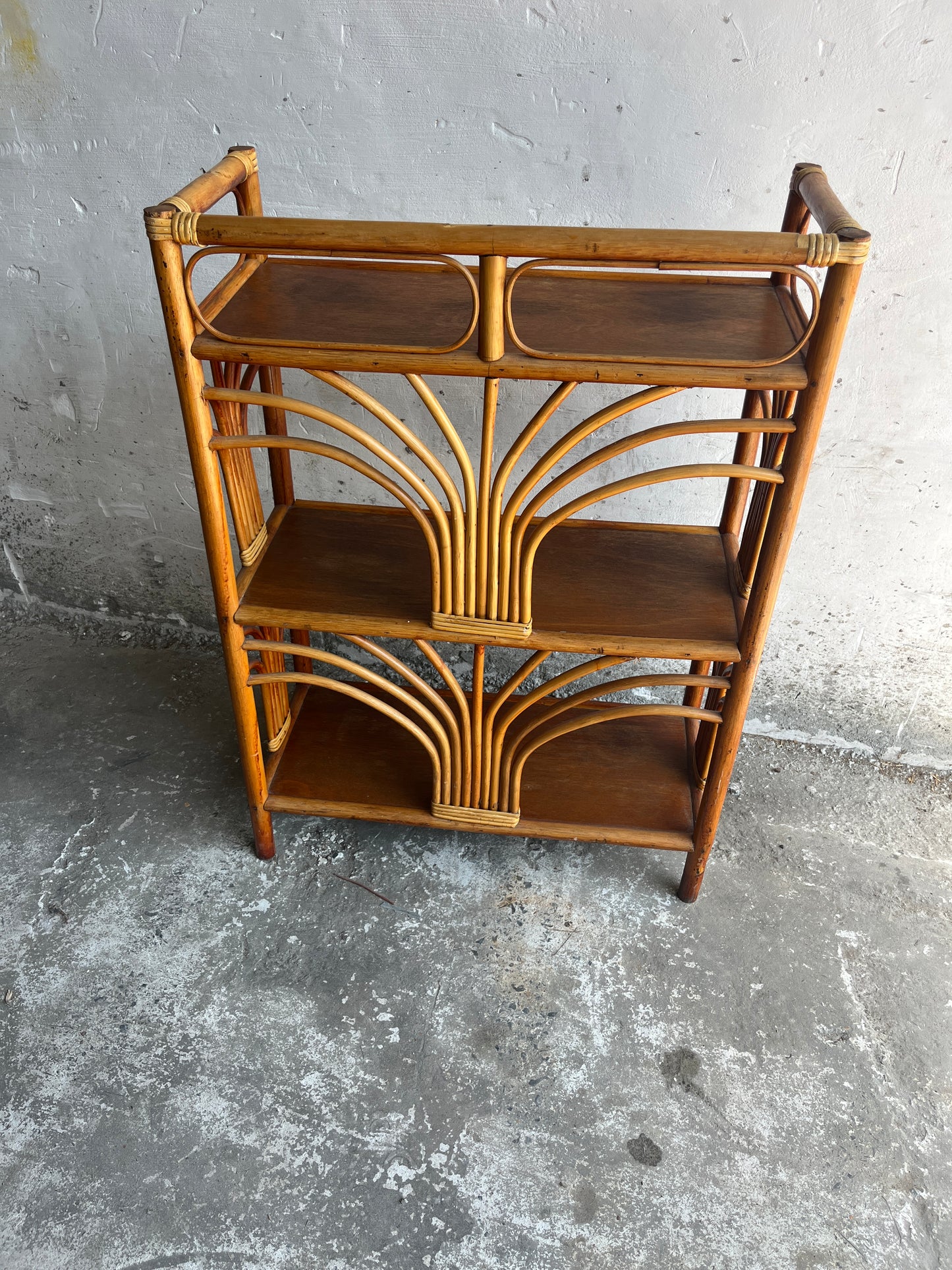 Vintage Bamboo & Rattan Shelf Unit, 1960s