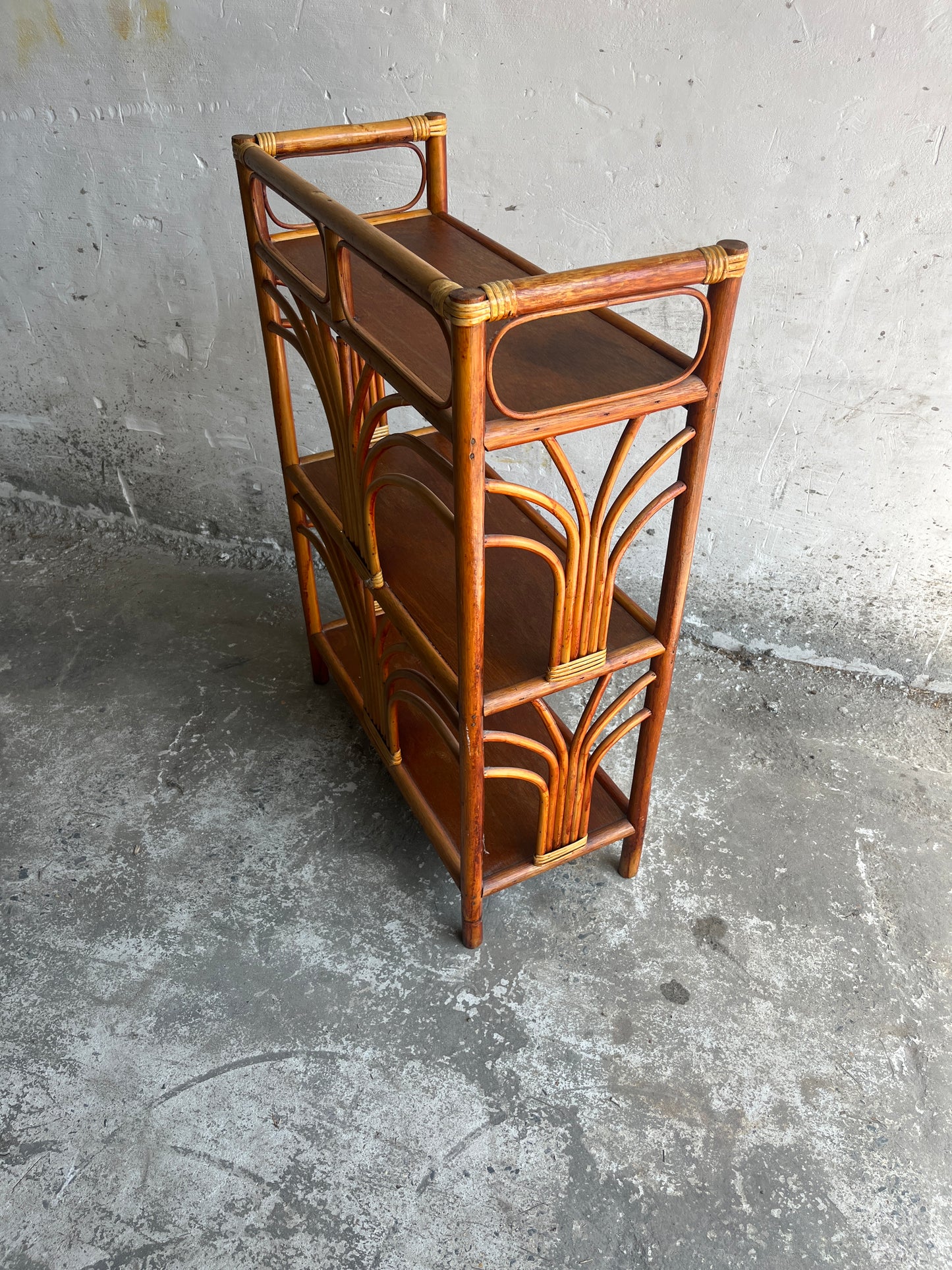 Vintage Bamboo & Rattan Shelf Unit, 1960s