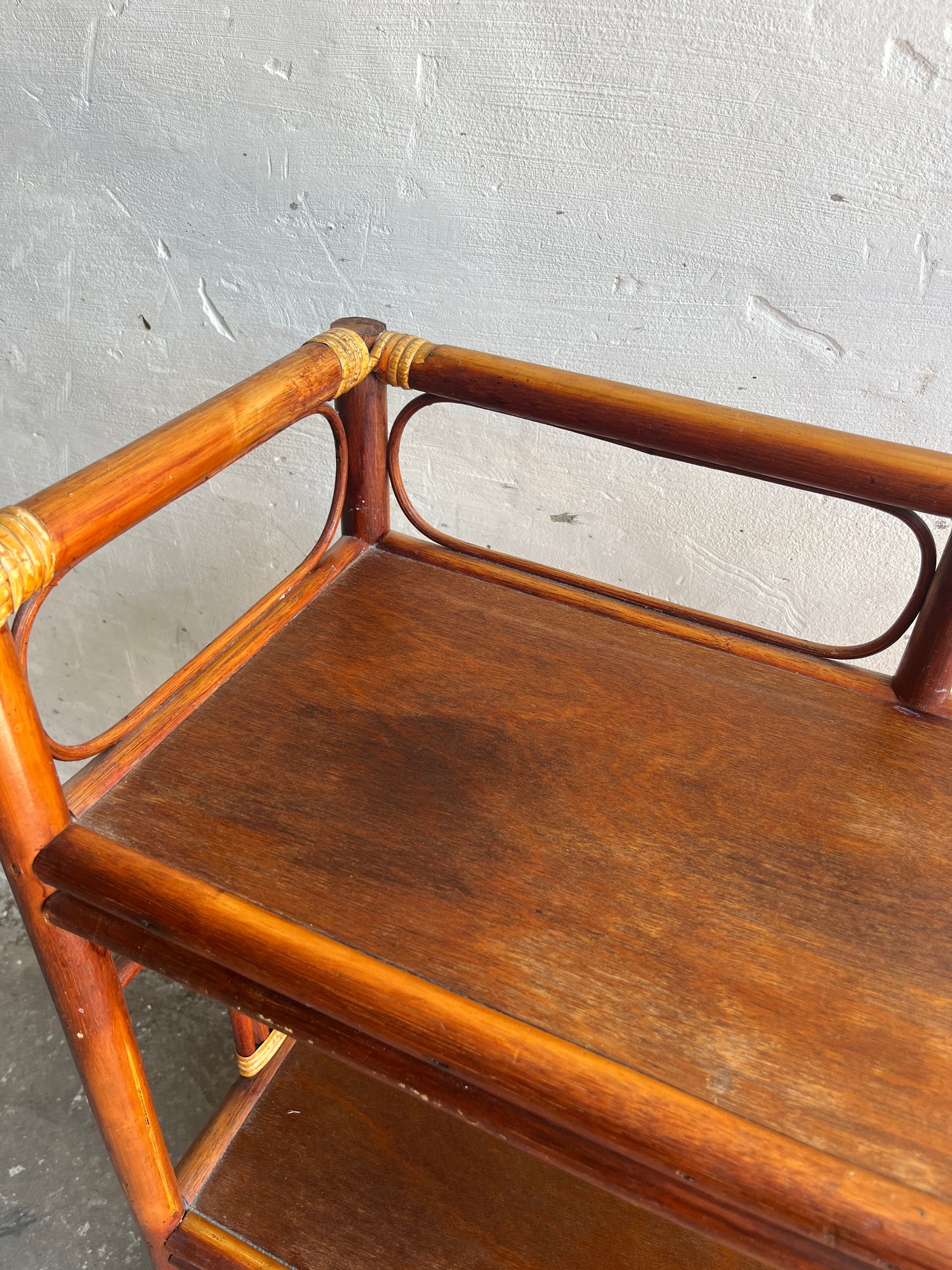 Vintage Bamboo & Rattan Shelf Unit, 1960s