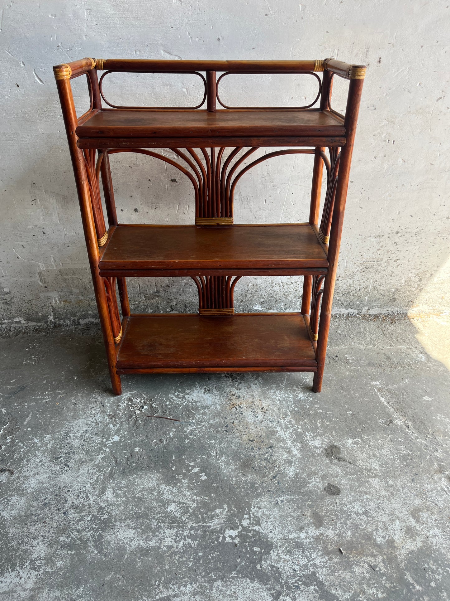 Vintage Bamboo & Rattan Shelf Unit, 1960s