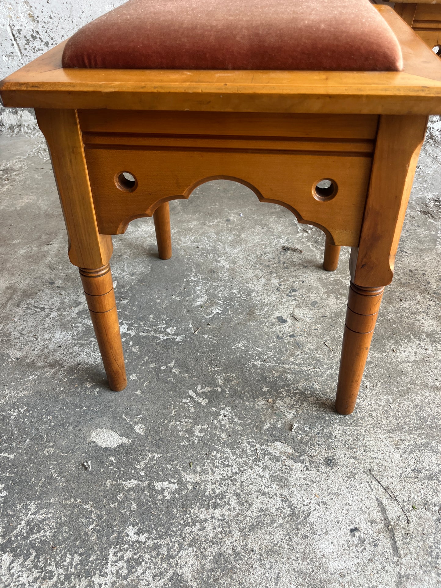 Set of 3 Rustic Gothic Revival Stools, 1970s