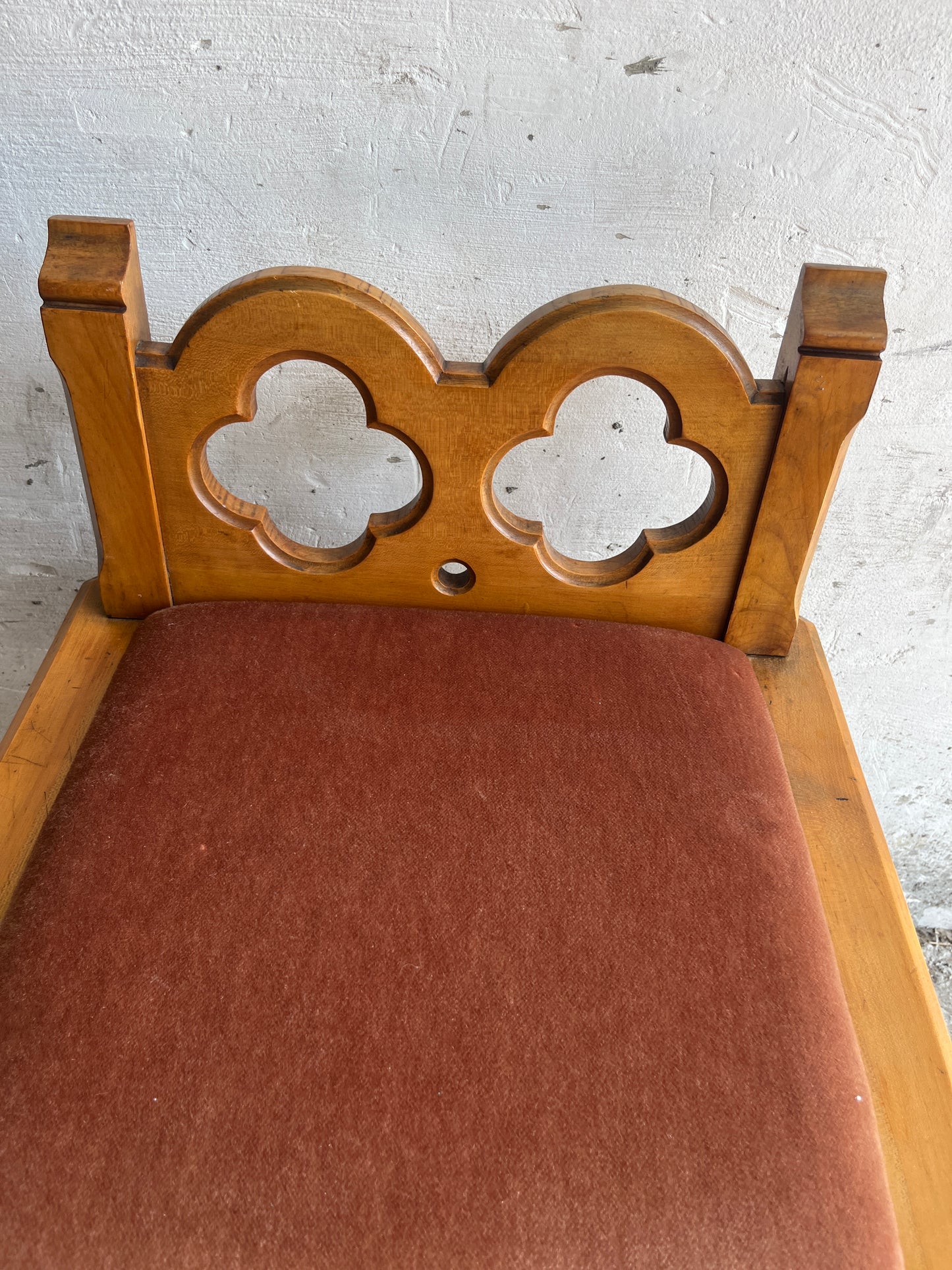 Set of 3 Rustic Gothic Revival Stools, 1970s