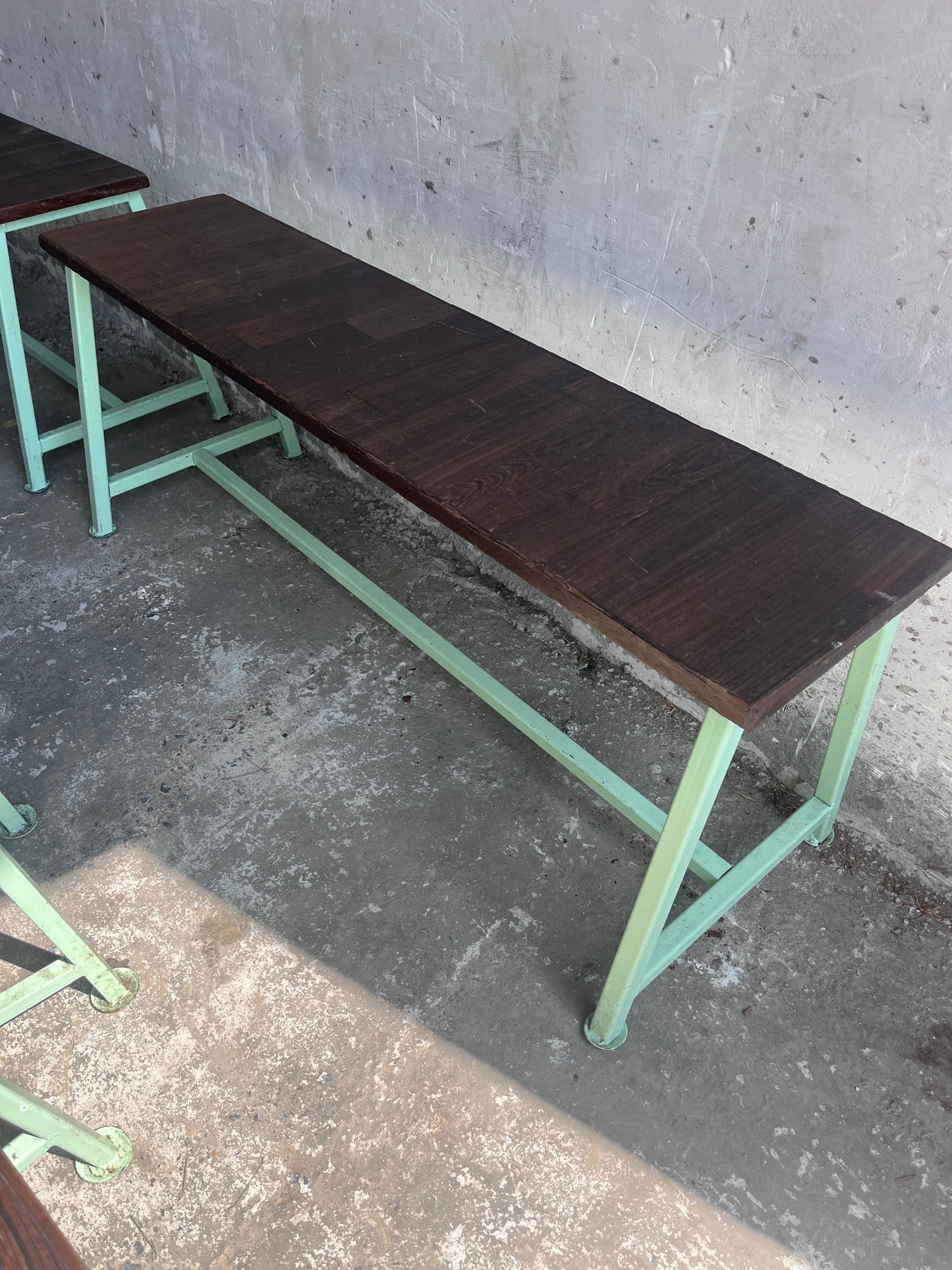 Vintage Industrial Benches and Stools, Set of 9, 1950s–1960s