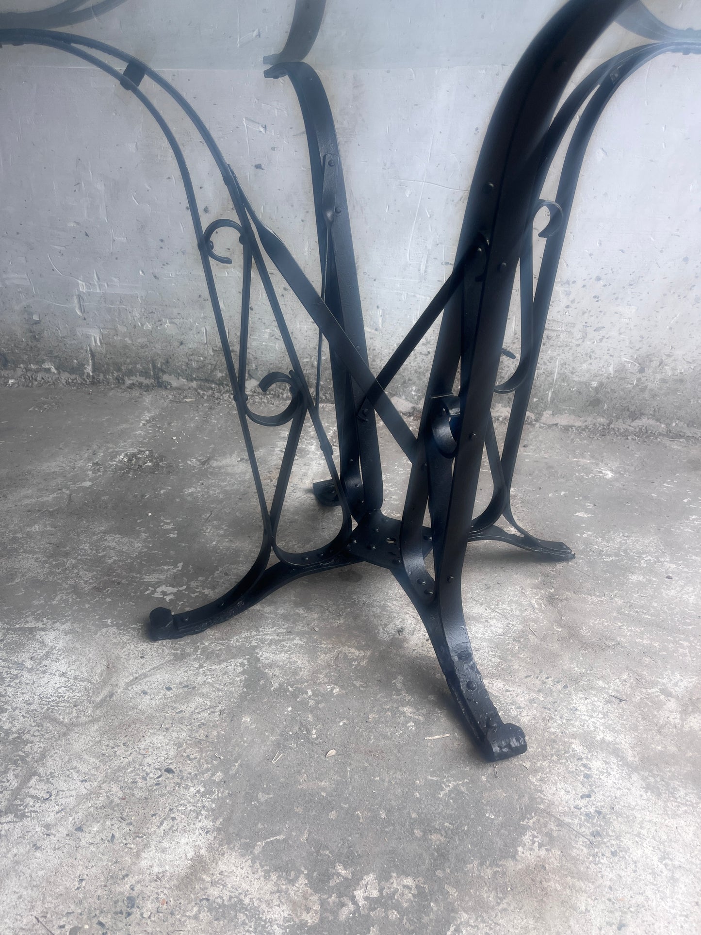 French Art Deco Wrought-Iron and Glass Dining Table, circa 1930
