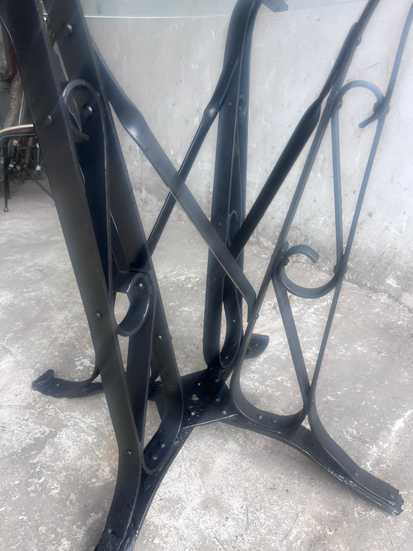 French Art Deco Wrought-Iron and Glass Dining Table, circa 1930