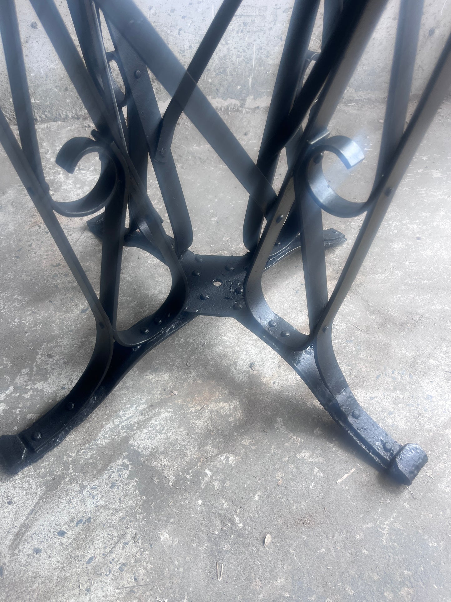 French Art Deco Wrought-Iron and Glass Dining Table, circa 1930