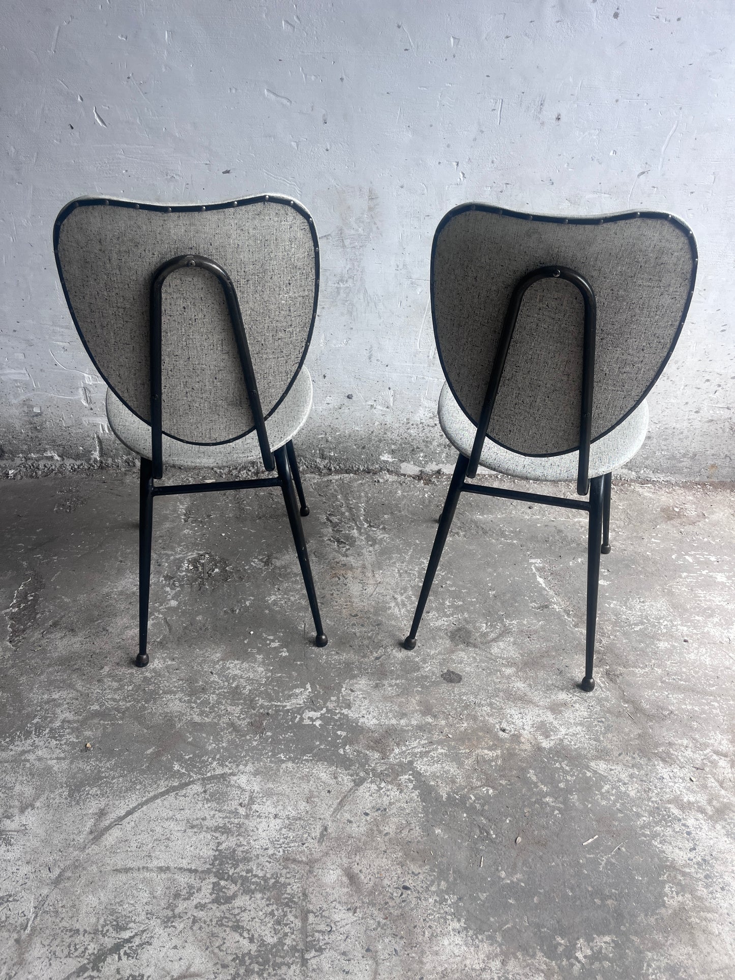 Elegant pair of French dining chairs  Jacques Hitier  1950s.