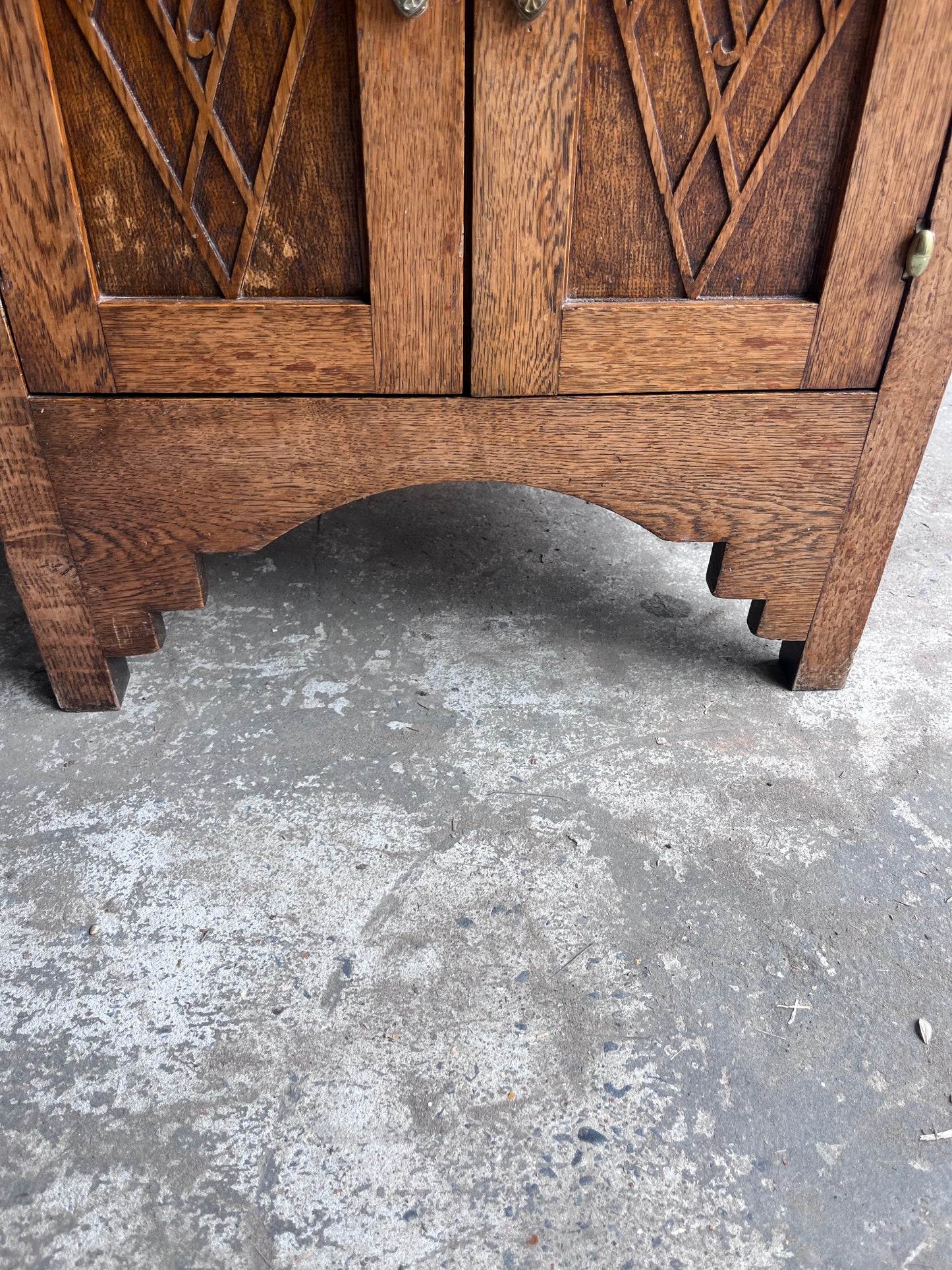 French Art Deco Oak Cabinet with Marble Top, circa 1930