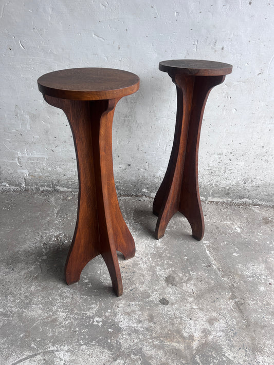 Pair of Arts & Crafts Wooden Pedestal Stands, France, circa 1920
