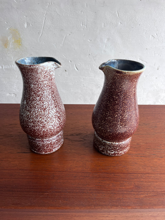 Signed Pair of Accolay Ceramic Pitchers, France, 1960s