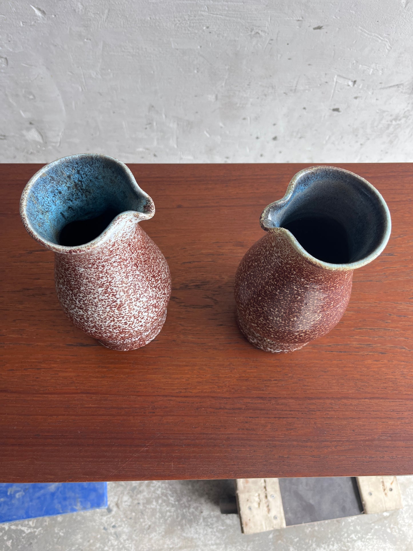 Signed Pair of Accolay Ceramic Pitchers, France, 1960s