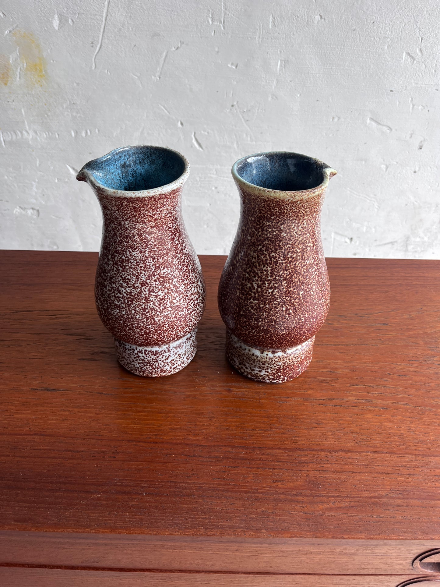 Signed Pair of Accolay Ceramic Pitchers, France, 1960s